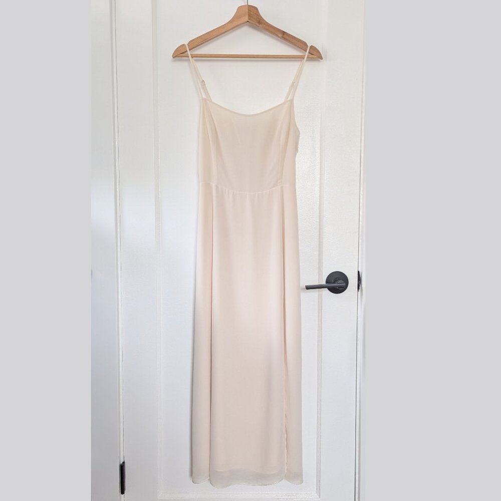 Wilfred Elegant White Spaghetti-Strap Midi Dress with Front Slit - Picture 2 of 14